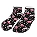 LITPUZC Women's Fashion Ankle Socks Funny Running Low Cut Socks Love Heart Flamingo Black No Show Athletic Sock Soft Breathable Crew Sock 5 Pairs
