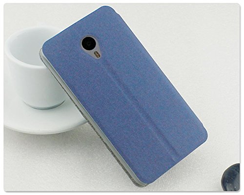 Image of Heartly GoldSand Sparkle Luxury PU Leather Window Flip Stand Back Case Cover for Meizu M2 Note - Power Blue