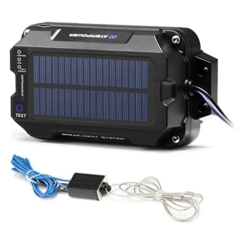 ATEM POWER Trailer Brake Controller Kit with Switch 12V 3AH LifePO4 Lithium Battery Trailer Breakaway Kit Brake Controller Bulit-in Solar Panel LED Indicator Break Away System for Trailer Caravan Cover