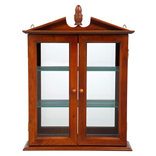 Design Toscano Amesbury Manor Glass Wall Mounted Storage Curio Cabinet, Mahogany #TOP1