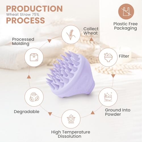 AIMIKE Kopfhaut Massagebürste, Shampoo Bürste mit Weichem Silikon, Kopfmassage Bürste für Peeling und Stimulieren das Haarwachstum, Reduziert Schuppen, Scalp Massager für Nass & Trocken Haar, Flieder