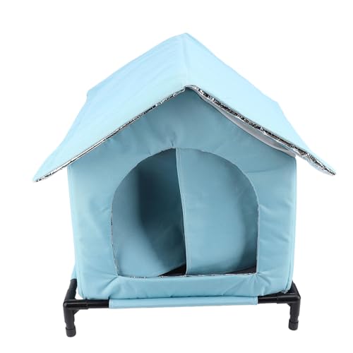 Asixxsix Cat House, Outdoor Cat Shelter, Elevated Weatherproof Cat Houses, Universal Enclosed Tent Insulated Shelter for Stray Cats (Blue)