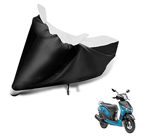 Image of Auto Hub Scooty Cover Compatible with Yamaha Alpha with Mirror Pocket, Dustproof, Heat Resistant, Triple Stitched, Alpha Scooty Cover- Black, White