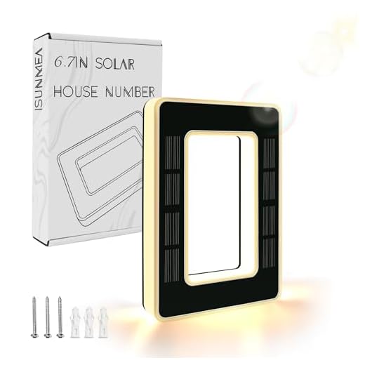 ISUNMEA 6.7 Inch Solar Lighted House Numbers for Outside, Light Up Waterproof LED Address Signs for Houses, Backlit Illuminated Exterior Modern House Numbers Light (0-Black, 6.7IN)