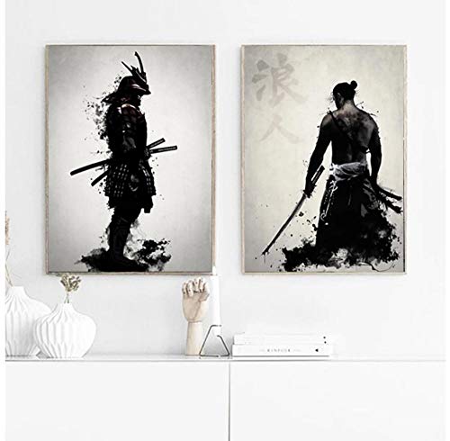 KRRFGHH Peinture À l'huile sur Toile De Samouraï Japonais, Photos d'art Mural Moderne, Impression sur Toile, pour Salon Décoration Affiches Et Impressions-1_60X80Cm_No_Framed Cover