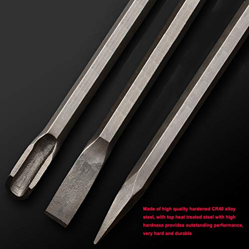 Tcnomreol Concrete Sds Chisel Bits Set, 8Pcs Chrome Steel Sds Plus Pointed Flat Wide Scaling Chisels Gouge Scraping Chisels Angled Bent Removal Chisel For Concrete, Brick , Masonry Max To 7/10*11*3In #TOP5