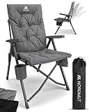 NORDMUT® Sedia da campeggio premium pieghevole con schienale alto – regolabile in 4 posizioni – Comoda sedia da giardino con portata 140 kg per campeggio e outdoor (Grigio cenere 1x)