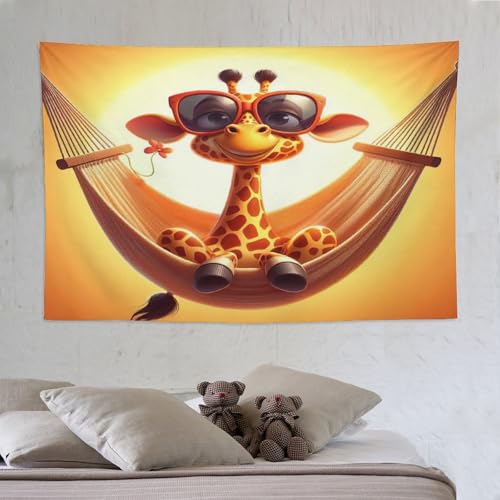 Tapisseries murales girafe en tissu imprimé grand format lavable pour salon PAZZK