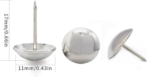 Miniatura 5 de BetterJonny - 500 tachuelas decorativas para tapicería, clavos decorativos para muebles, tachuelas de metal plateado para el pulgar para muebles