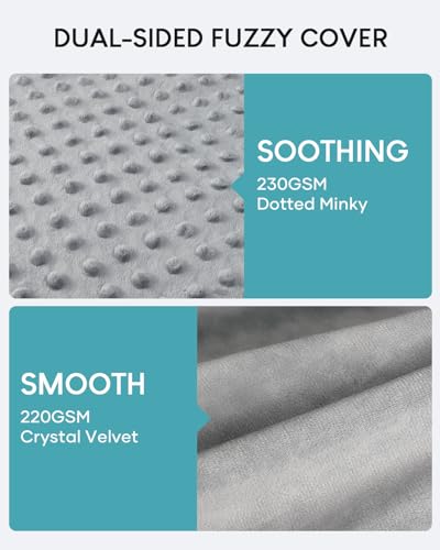Image of Cottonblue Weighted Blanket Duvet Cover 48x72, Removable Duvet Cover for Heavy Blankets, Soft Fuzzy Minky Dot, Machine Washable Cover with Zipper on Long Side, Grey