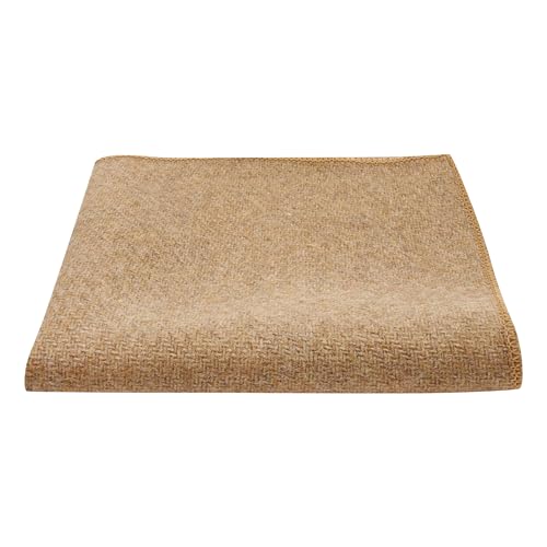 King & Priory Coffee Brown Woven Wool Pocket Square, Handkerchief
