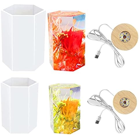 Hexagon Pillar Candle Resin Moulds,Large Cylinder Silicone Moulds for Resin Casting, Cylindrical Light Silicone Resin Mould for DIY 3D Candle,Desktop Ornament Crafts, Table Lamp Home Decorations Cover
