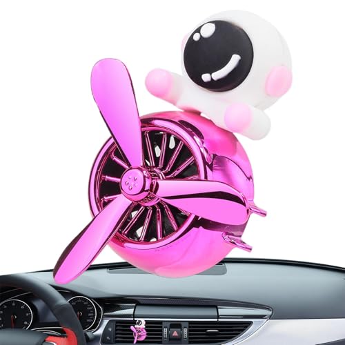 カーエアフレッシュナー、カーエアフレッシュナーディフューザー, 自動車空気清浄機ベントクリップ, かわいい宇宙飛行士回転プロペラアロマセラピー飾りの自動車旅行ロードトリップ