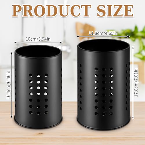 Kitchen Utensils Holder for Countertop,Stainless Steel Black Utensils Caddy,Farmhouse Stylish Organizer and Kitchen Decor Utensil Crock,Gift for New House New Apartment,Pack of 2,Black - Image 3