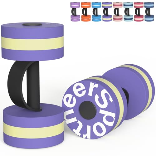 Water Weights Aquatic Exercise Equipment: Sportneer Lightweight Aqua Dumbbell 1 Pair EVA Foam Pool Weights for Water Fitness Equipment With Easy Handle Strip for Water Aerobics Weight Loss