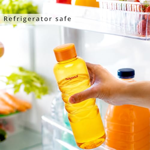 Image of Nayasa Revello 1000 ML Pet Plastic Fridge Water Bottles Set of 6 | BPA Free | Leak Proof | Airtight Lid | Orange