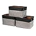 EDATOFLY Lot de 3 Panier de Rangement Tissu, Boîte de Rangement Pliable en Coton de Jute avec Poignée Paniers de Rangement en Toile pour Étagères, Placard, Jouets (Noir&Gris)