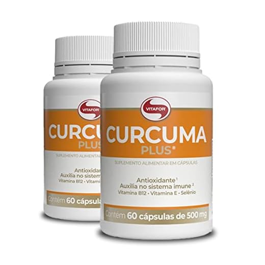 Kit 2 Cúrcuma Plus Vitafor 500mg 60 cápsulas