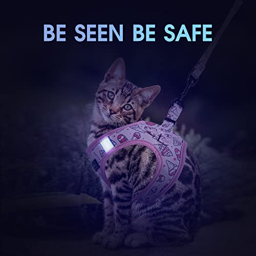 Cat Harness And Leash Set For Walking, Escape Proof Cat Harness For Small Medium Large Kitten Cat And Puppy, Pattern Vest Harness With Adjustable Strap For Traveling, Adventure(Ice Cream, 12-14") #TOP6
