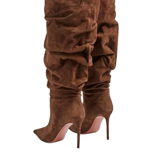 Microfiber Over The Knee Pointed Toe Stiletto Heelboot For Women,women's Thigh High Suede Tall Boots Sexy Long Boots Outfits Long Boots Fashion Retro Dress Boots Suitable For All Seasons 6