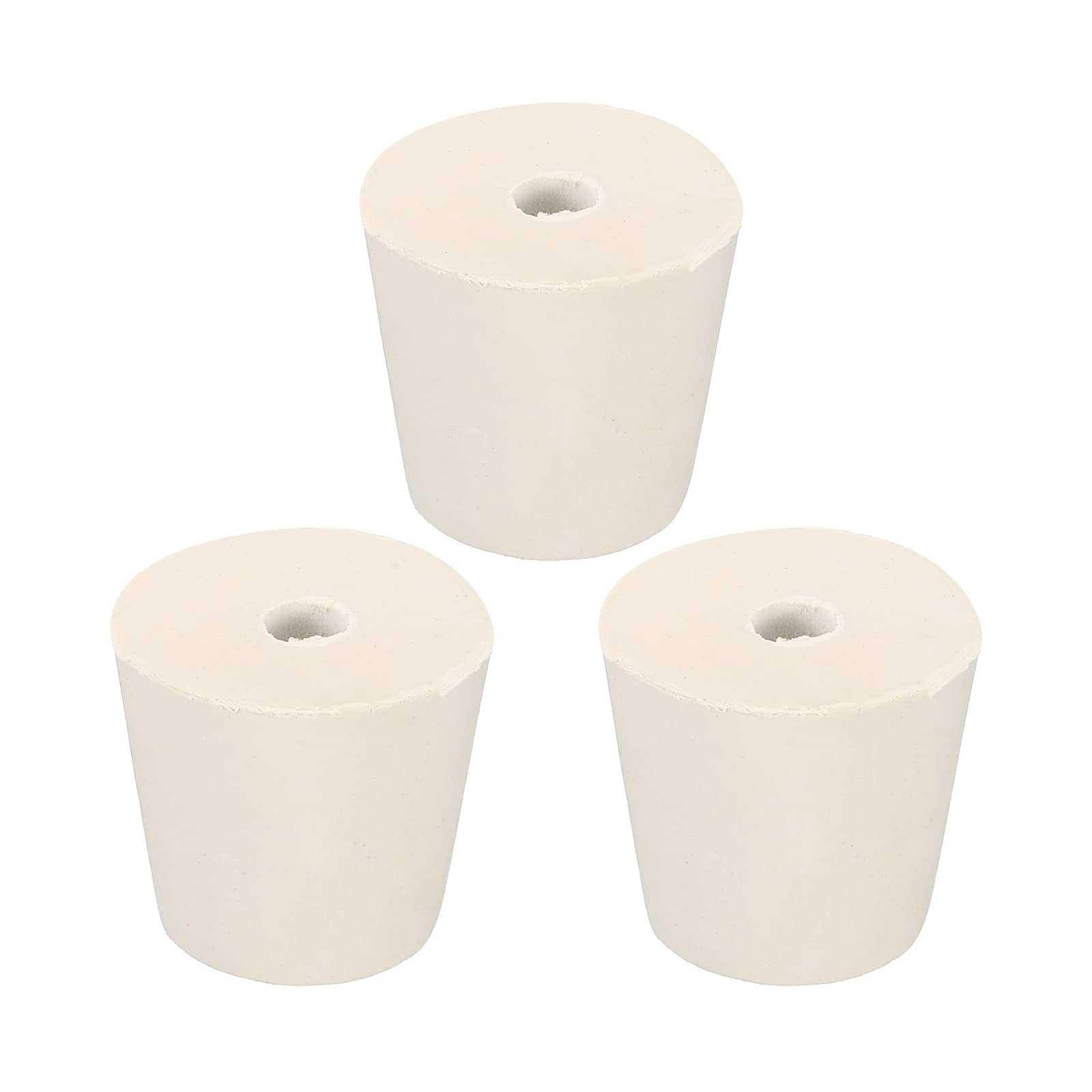 MECCANIXITY Rubber Tapered Plug 25mm to 33mm with 8mm Hole Test Tubes Bungs Stopper White for Lab Home 3 Pieces