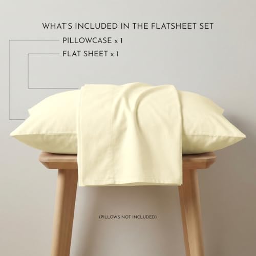 Image of Blue Dahlia 100% Cotton, Single Bedsheet (60 inch x 90 inch) +1 Pillow Cover, Percale Weave, 200TC Solid Premium Bedsheet, Colour: Yellow