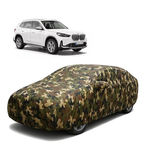 Image of Sulfar 100% Waterproof Car Body Cover Compatible with Mirror for BMW X1 with Long Lasting Durable Material (Triple Stitched, Full Bottom Elastic, Camouflage Army)