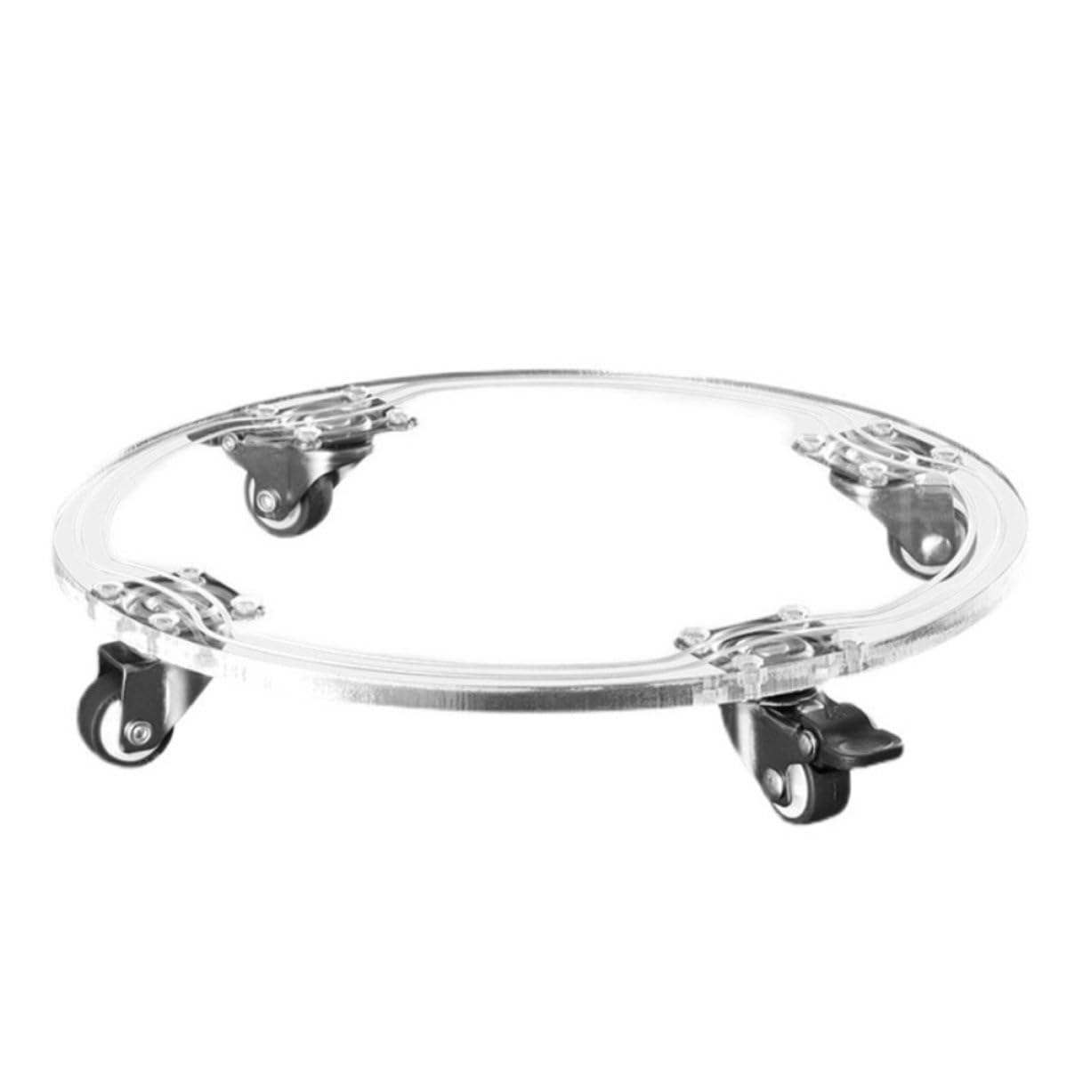 Plateau transparent rond acrylique roulettes salon lumineux plante