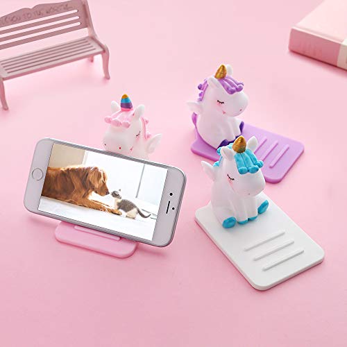 3 Pack Unicorn Phone Holder, Cute Unicorn Desktop Cell Phone Stand Holder Adjustable Stand, Compatible with All Mobile Smart Phone, Tablet Office Decor Desk Smartphone Dock Unicorn Gift for Girl - Thumbnail 4