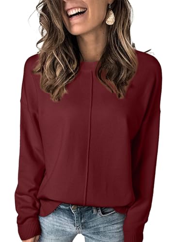 EVALESS Womens Sweaters Fall 2025 Casual Long Sleeve Lightweight Oversized Pullover Sweater Tops