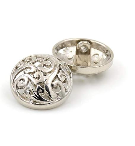 Hollow Clouds Metal Shank Buttons for Fashion Coats(Silver/Gold/Gun black,Pack of 6) (0.47 inches, Silver)