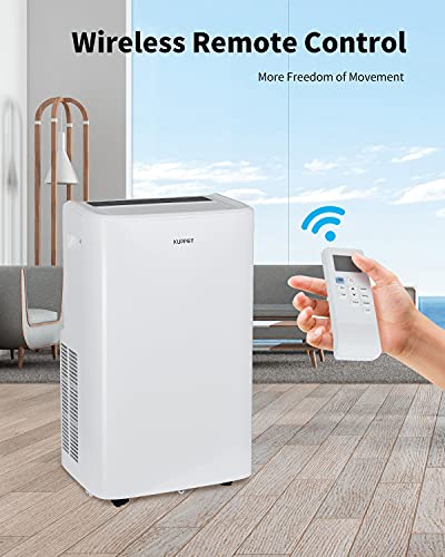 KUPPET 14,000 BTU Portable Air Conditioner, Cooling and Dehumidifying 2 in 1, with Water-full Indicater, Reomote control and 24H Timer, Energy Efficient for Rooms Up to 275 Sq. Ft- EER Class A