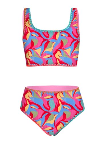blibean Tween Girl Swimsuits Little Kids Girls Summer Swim Bathing Suits Teen Fashion Two Piece Bikini Boho Hawaii Swimwear Beach Sets Traje Baño Niñas Size 10-11 Year Old Multicolour