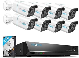 Reolink 4K 16CH PoE CCTV Camera Systems, 8pcs 4K Ultra HD PoE Security Cameras, Person/Vehicle Detection, 16-Channels NVR with 3TB HDD, 24/7 Continuous Recording for Home Business, RLK16-810B8-A