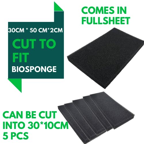 Image of VAYINATO Aquarium Black Bio Sponge Uncut Full Piece 30 * 50 * 2 CM (Can Be Cut 30Cm*10Cm - 5 Pcs) Reusable Filter Sponge for Aquarium Fish Tank | Cut to Fit Any Size (Medium Porus) By Petzlifeworld