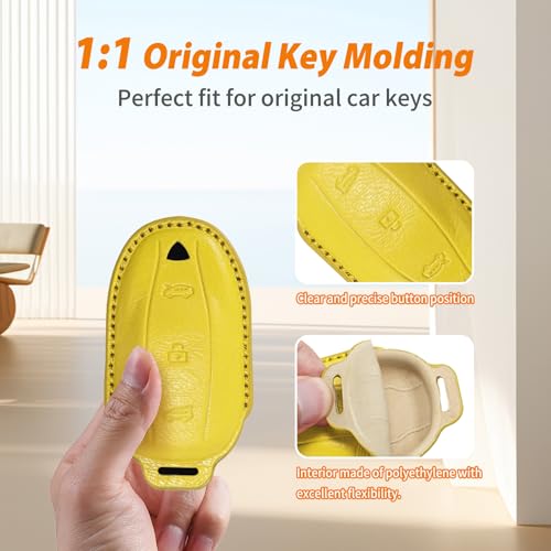 Housse de clé Tesla cuir orange protège le boîtier Model 3 S Y des chocs - 5