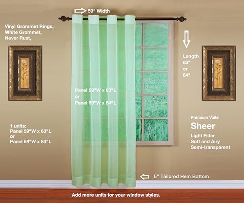 Image of Today's Curtain, Emelia Grommet Sheer Panel 84 inch Sage, 59 inch W x 84 inch L