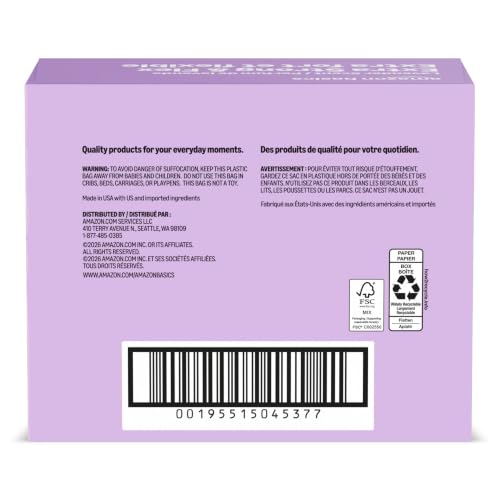 Image of Amazon Basics Ultra-Force Tall Kitchen Drawstring Trash Bags, Lavender Scented, 13 Gallon, 80 Count, Pack of 1, Packaging May Vary