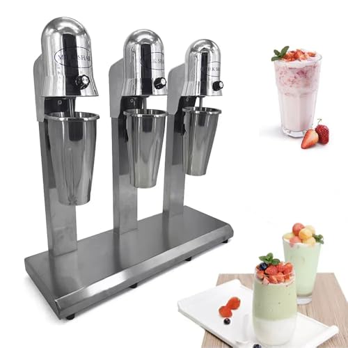 MSAIERPLR 3 Heads Milkshake Maker Commercial Milkshake Machine Stainless Steel Milk Shake Machine Commercial Blender Electric Drink Mixer for Milk Drink Tea Juice 110V 18000RMP