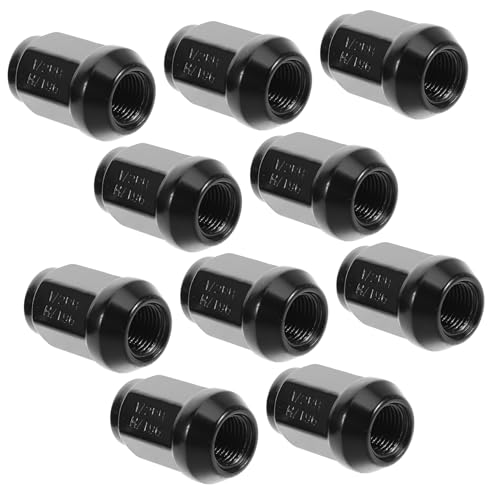 Tuercas de lúg acorn negras de metal resistente para estabilidad de ruedas en coche kit de 10 piezas