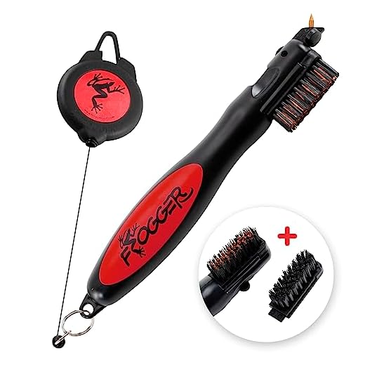 Frogger BrushPro Golf Club Cleaner with Ergonomic Grip and Retractable Cord | Sturdy Golf Brush and Groove Cleaner with Advanced Scrub Cleaning Technology for Professional Golfers