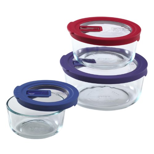 Pyrex No-Leak Lids 6-Piece Glass Food Storage Set