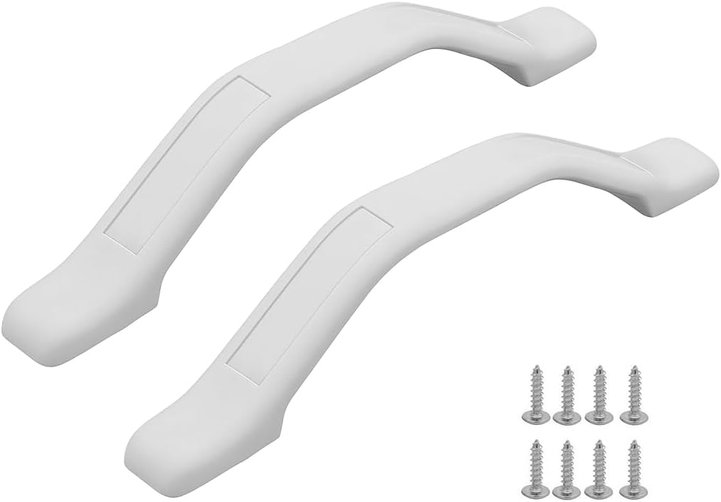 2PCS RV Grab Handle, 11 Inch Vehicle Grab Handrail with Mounting Hardware, Auto Entry Door Handle Assist Bars Replacement Accessories, Universal for Trailer, Camper, Cargo Trailer (White)