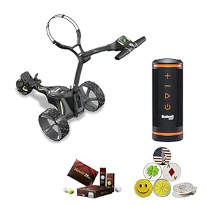 Motocaddy M3 GPS DHC Electric Caddy Cart, NO Remote, Bundle with Holders for Umbrella/Scorecard/Drink, Device Cradle, Bushnell Wingman, 1 Dozen Volvik Golf Ball, 5 Ball Markers, & 1 Magnetic Hat Clip