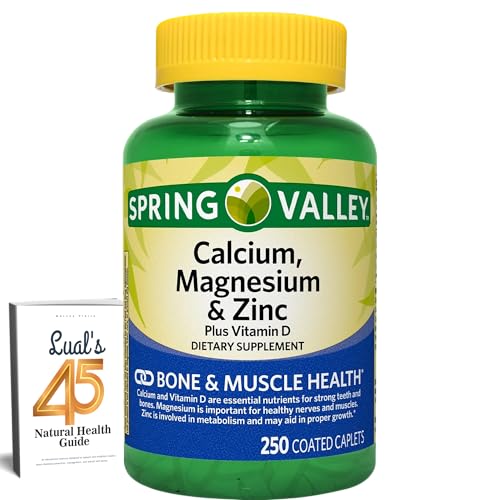 Calcium, Magnesium, Zinc & Vitamin D3. Spring Valley Calcium Magnesium with Plus Vitamin D3 Caplets Dietary Supplement, 250 Count Bundle with Luall's 45 Diabetes Decoded