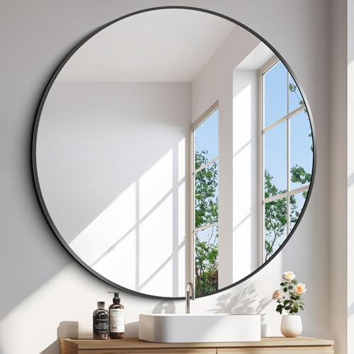 Black Round Mirror, 48 inch Large Circle Mirrors, Oversized Round...