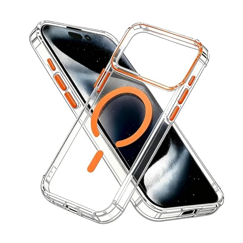 ���X�����������C�ϏՌ��d�b�P�[�X iPhone 17 Air 16e 15 14 13 Pro Max �p�AMagsafe �Ή��A�P�[�X �J�o�[(Orange,IPhone17 Pro Max)