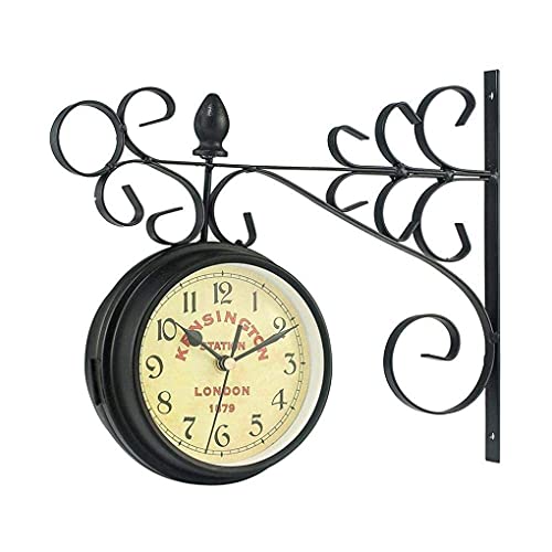 Horloges d'extérieur en métal de style rétro avec cadran rotatif à montage mural durable - 4
