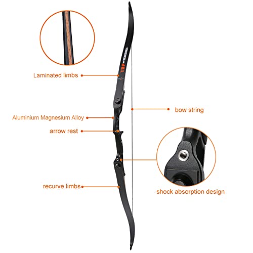 Huntingdoor 56" Takedown Recurve Bow Set Adults Longbow Kit 30-50 lbs with Archery Accessories Metal Riser Laminated Limbs Hunting Bow Target Practice - Image 5