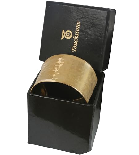 Image of Touchstone Indian Bollywood Desire Brass Base Exotic Workmanship Free Size Cuff Bracelet in Antique Gold Or White Or Copper Tone for Women.